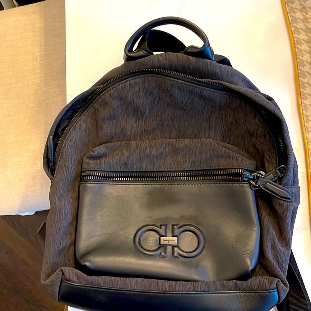 Mens Black Salvatore Ferragamo Backpack